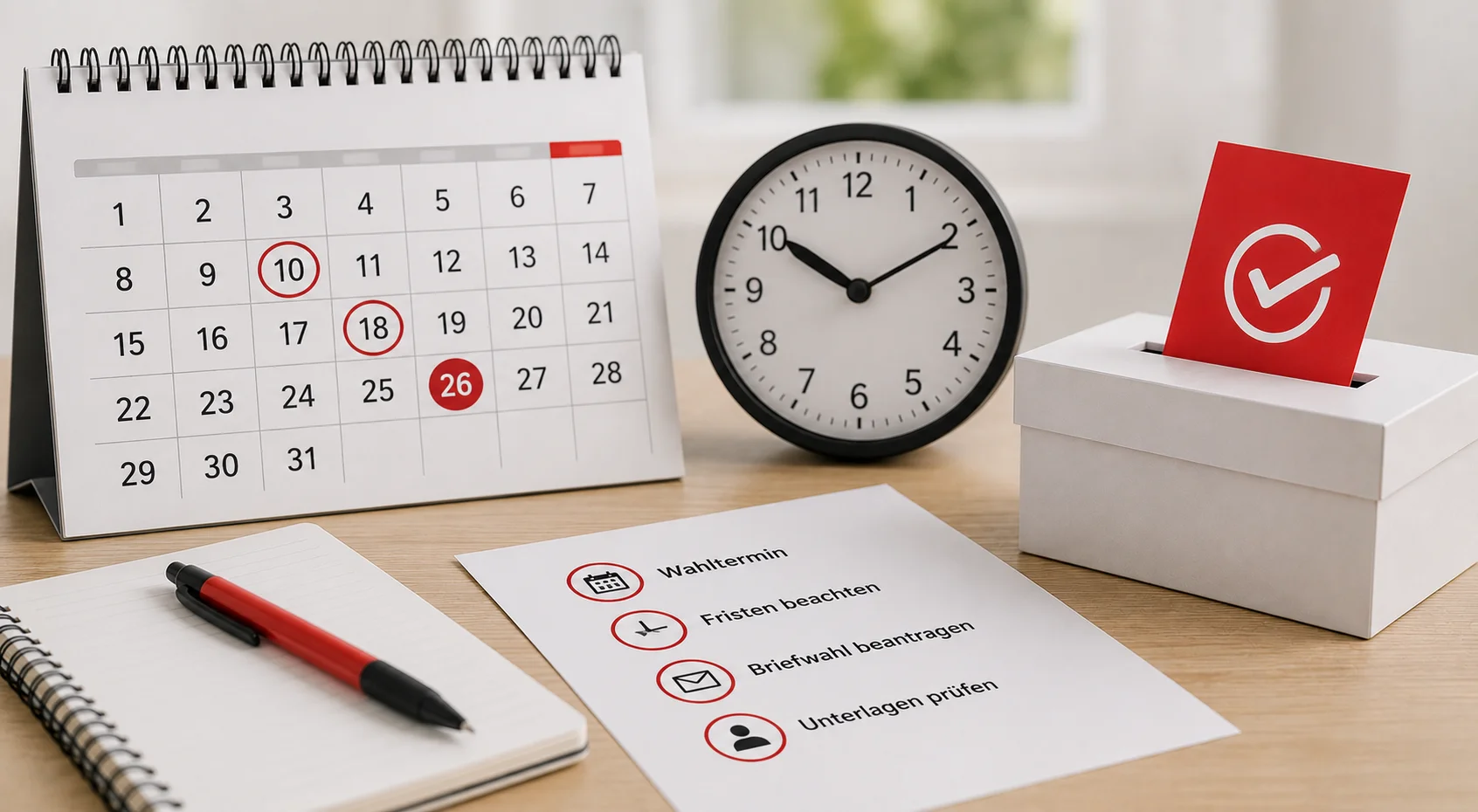 Kalender mit wichtigen Terminen und Fristen rund um die Kommunalwahl Hemmingen 2026